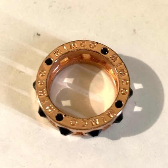 MIMCO Rose Gold Toned Black Studded Ring - Picture 3 of 6